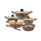 10 Piece Leydi Turkish Granite Pot Set Brown