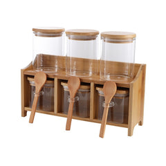 10 Piece Bamboo Canister Set Clear