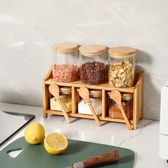 10 Piece Bamboo Canister Set Clear