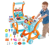2-in-1 Shopping Trolley & Kitchen Play Set Blue