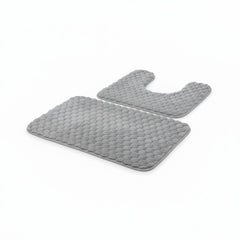 2 Piece Bathroom Mat Set Light Grey