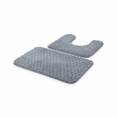2 Piece Bathroom Mat Set Grey