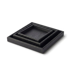 3 Piece Wooden Serving Tray Set Black