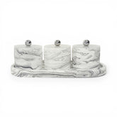 3 Piece Marble Design Canister Set Black & White