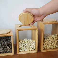 3 Piece Bamboo Canister Set Clear