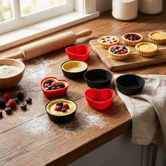 6 Piece Silicone Muffin Cups Black & Red