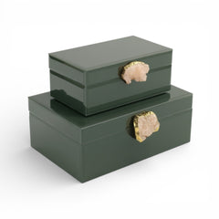 2 Piece Jewellery Box Set Green