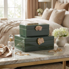 2 Piece Jewellery Box Set Green
