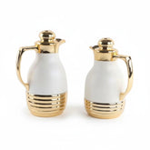 2 Piece Coffee & Tea Thermos Set White & Gold