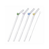 5 Piece Butterfly Glass Straw Set Clear