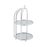 2 Tier Mirror Cake Stand Silver