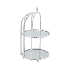2 Tier Mirror Cake Stand Silver