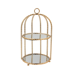 2 Tier Mirror Cake Stand Gold