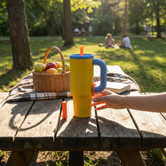 1.2Lt Flask with Straw Blue & Yellow