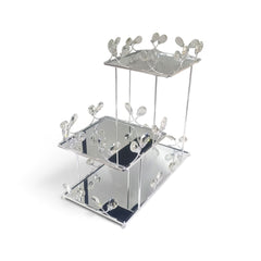 3 Tier Mirror Dessert Stand Silver