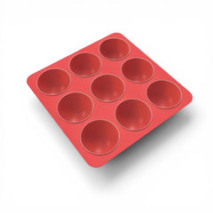 9 Hole Silicone Muffin Pan Red