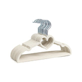 10 Piece Kids Velvet Hanger with Chrome Hooks Set Cream