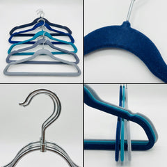 10 Piece Velvet Hanger with Chrome Hooks Set Multicoloured