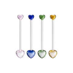4 Piece Heart Design Glass Teaspoon Set Multicoloured