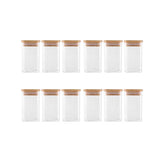 12 Piece Square Canister Set with Bamboo Lids Clear