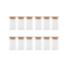 12 Piece Square Canister Set with Bamboo Lids Clear