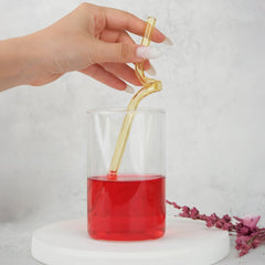 5 Piece Glass Straw Set Multicoloured