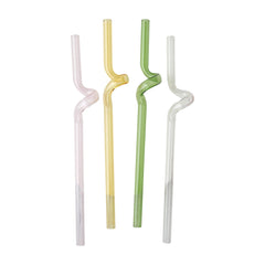 5 Piece Glass Straw Set Multicoloured