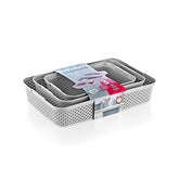 3 Piece Diamond Design Basket Set Grey