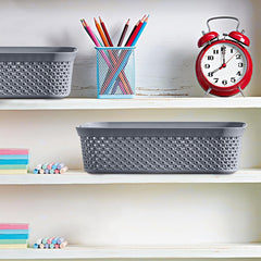 3 Piece Diamond Design Basket Set Grey