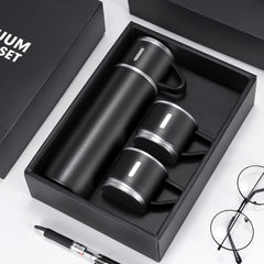 500ml Stainless Steel Flask with 3 Cups Black
