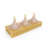 3 Compartment Snack Server with Domes Cream & Gold