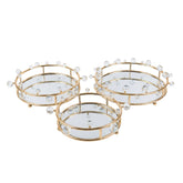 3 Piece Mirror Tray Set Gold