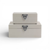 2 Piece Leopard Jewellery Box Set Cream