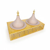 2 Compartment Snack Server with Domes Cream & Gold
