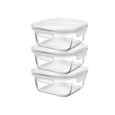 3 Piece 500ml Square Storage Container Set Clear