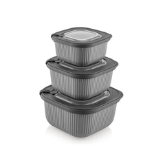 3 Piece Line Storage Container Set Grey