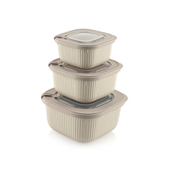 3 Piece Line Storage Container Set Cream