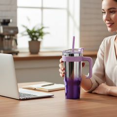 1.2Lt Shiny Stainless Steel Flask Purple