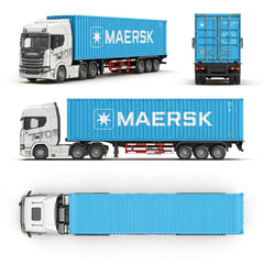 1:64 Alloy Scania Truck with Container Blue