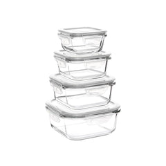 4 Piece Square Storage Container Set Clear