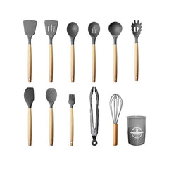 12 Piece Kitchen Utensil Set Light Grey