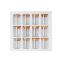 12 Piece Canister Set with Bamboo Lids Clear Round
