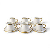 12 Piece Cup & Saucer Set Gold & White