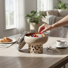 800ml Sugar Bowl Beige & Stainless Steel