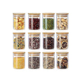 12 Piece Canister Set with Bamboo Lids Clear Round