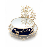 2 Piece Round Mirror Tray Set Gold