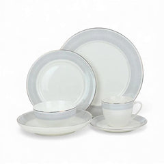 36 Piece New Bone Dinner Set White & Blue