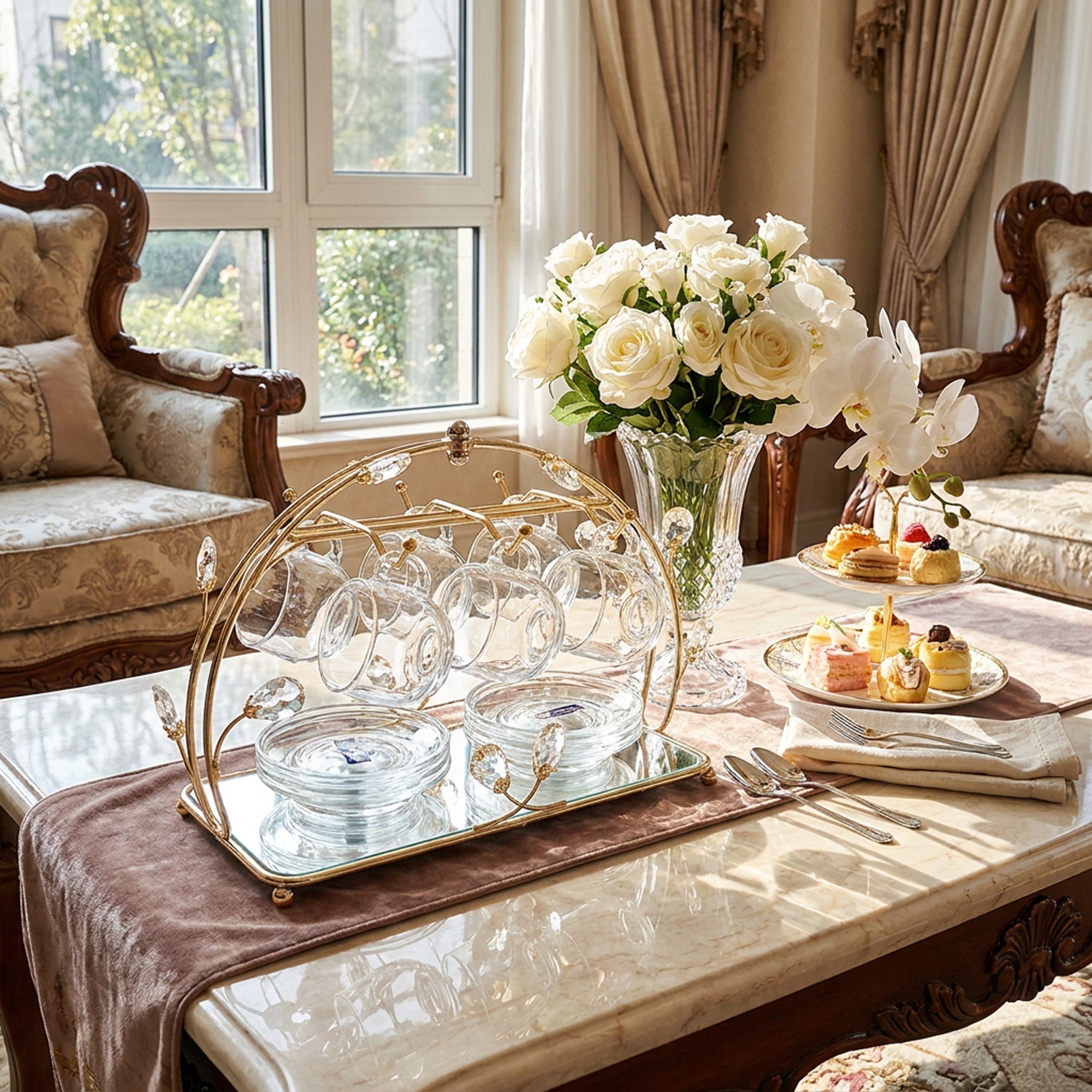 13 Piece Cup & Saucer Set Gold