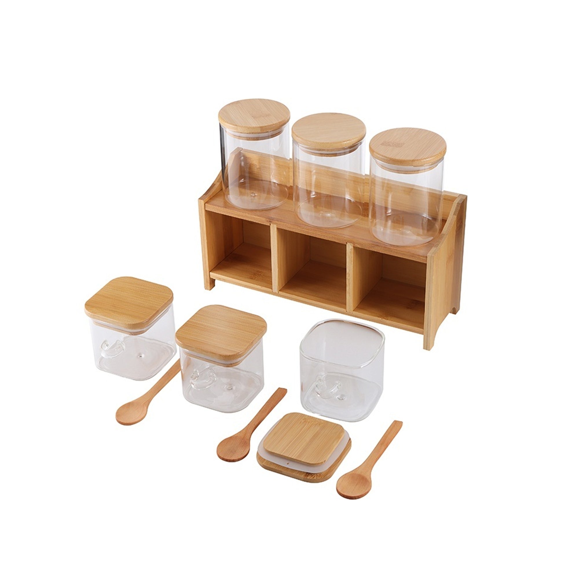 10 Piece Bamboo Canister Set Clear