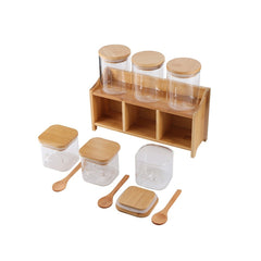 10 Piece Bamboo Canister Set Clear